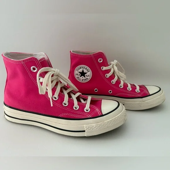 Converse High Top Sneakers Hot Pink Womens Size 8 - Picture 2 of 5